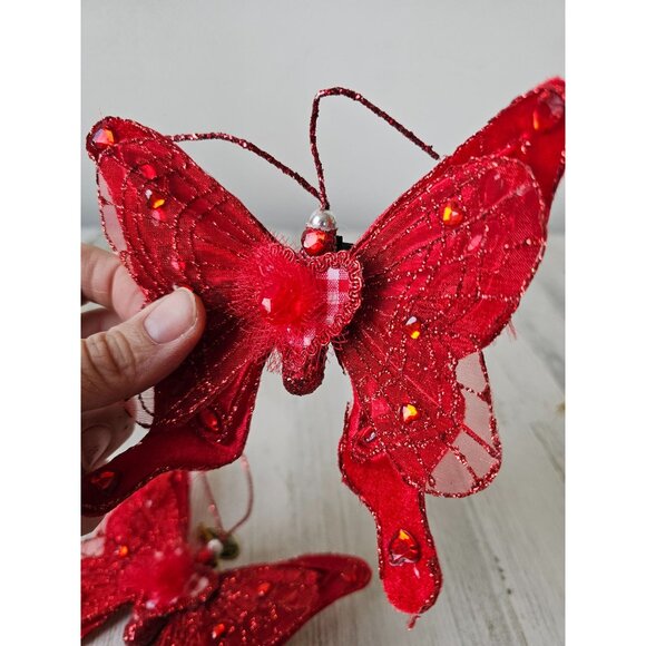 Katherine's collection gingham mini butterfly glitter clip ornament Valentine's - Picture 8 of 10